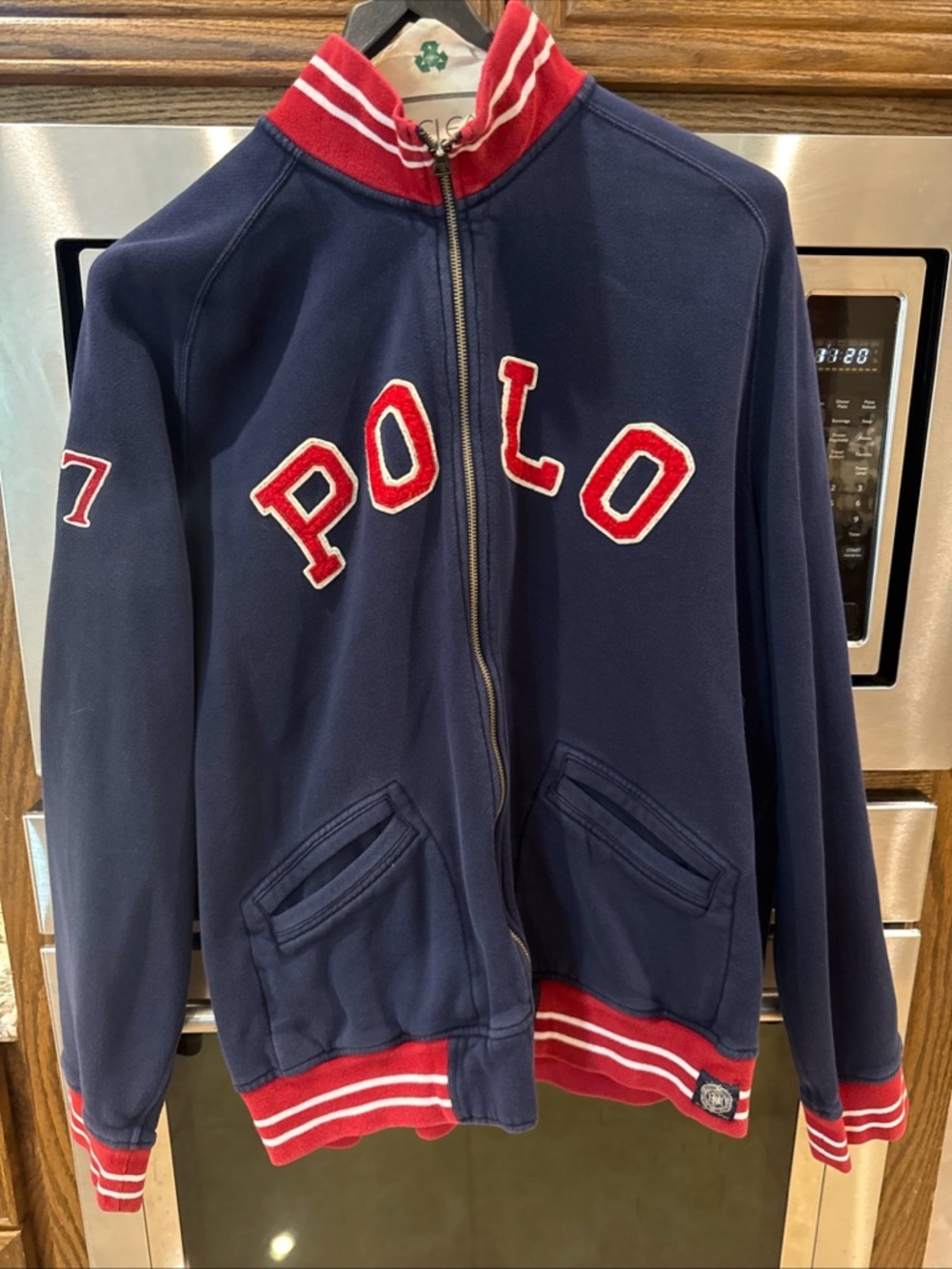 Vintage style Polo Navy & Red Zip-Up sweatshirt